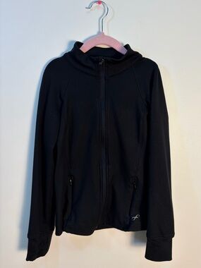 Girls' Black Full-Zip Hooded Jacket - Performance Layer